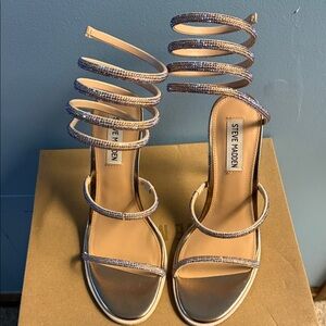 Steve Madden Sparkling Silver Strappy Heels